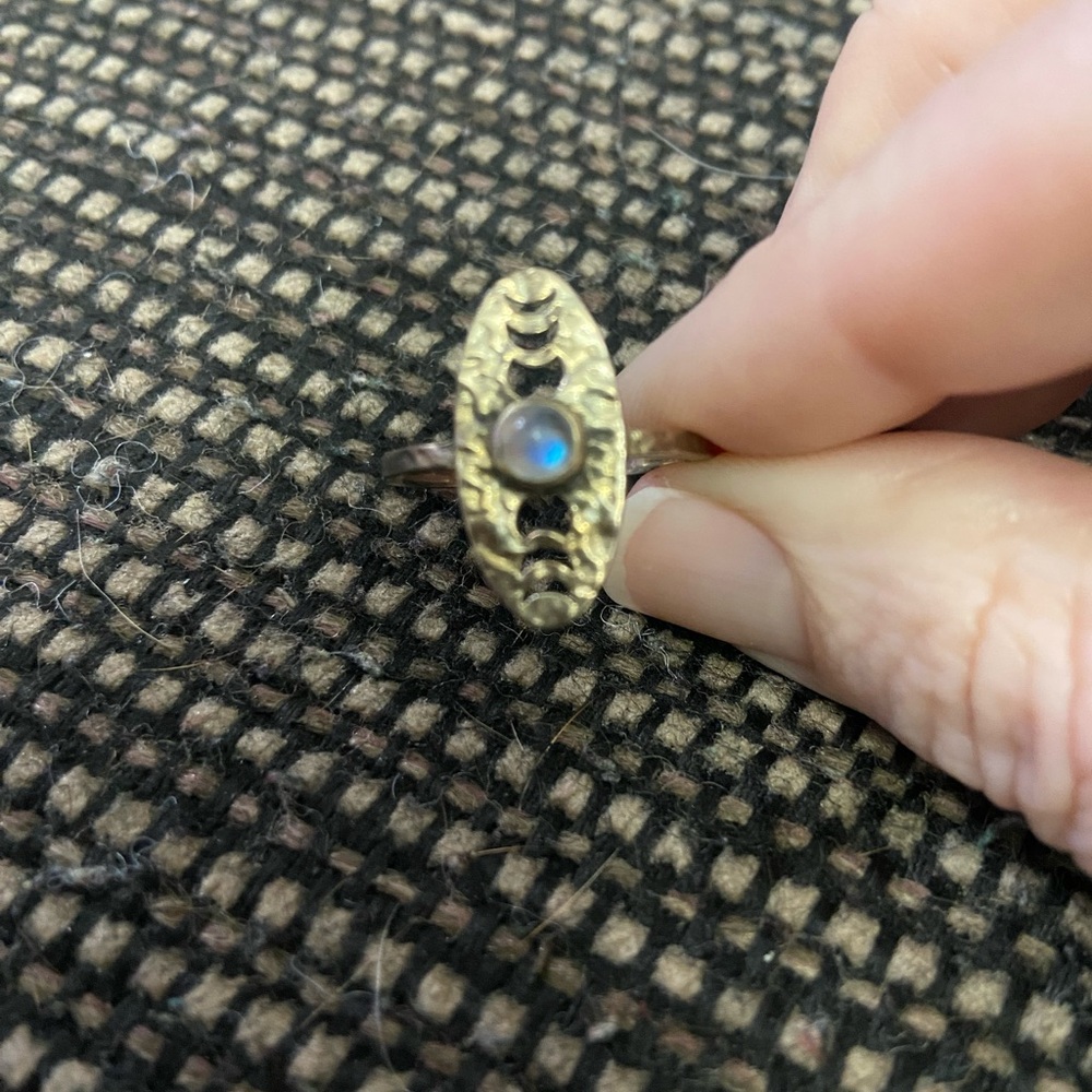 Sterling Silver Moonstone Moon Phase Ring